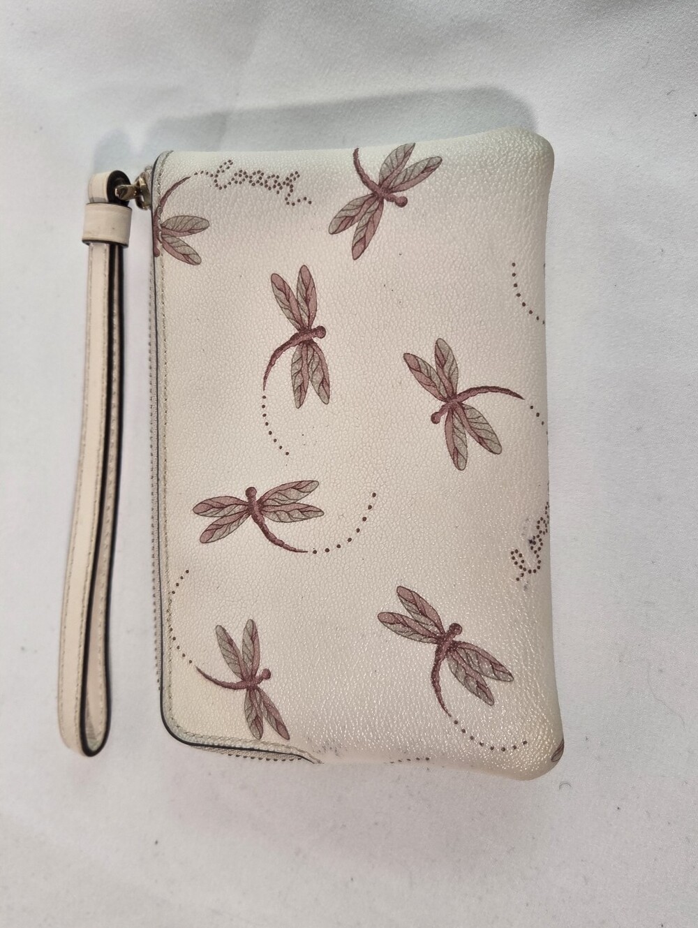 Coach Corner Zip Wristlet with Dragonfly Print - Chalk Multi